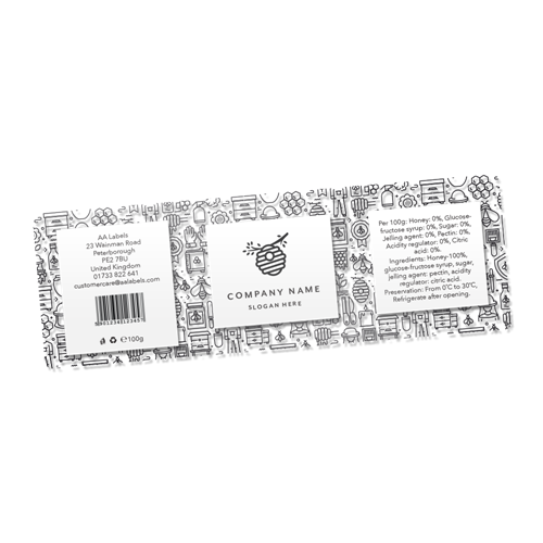 Show details for black and white bee label 