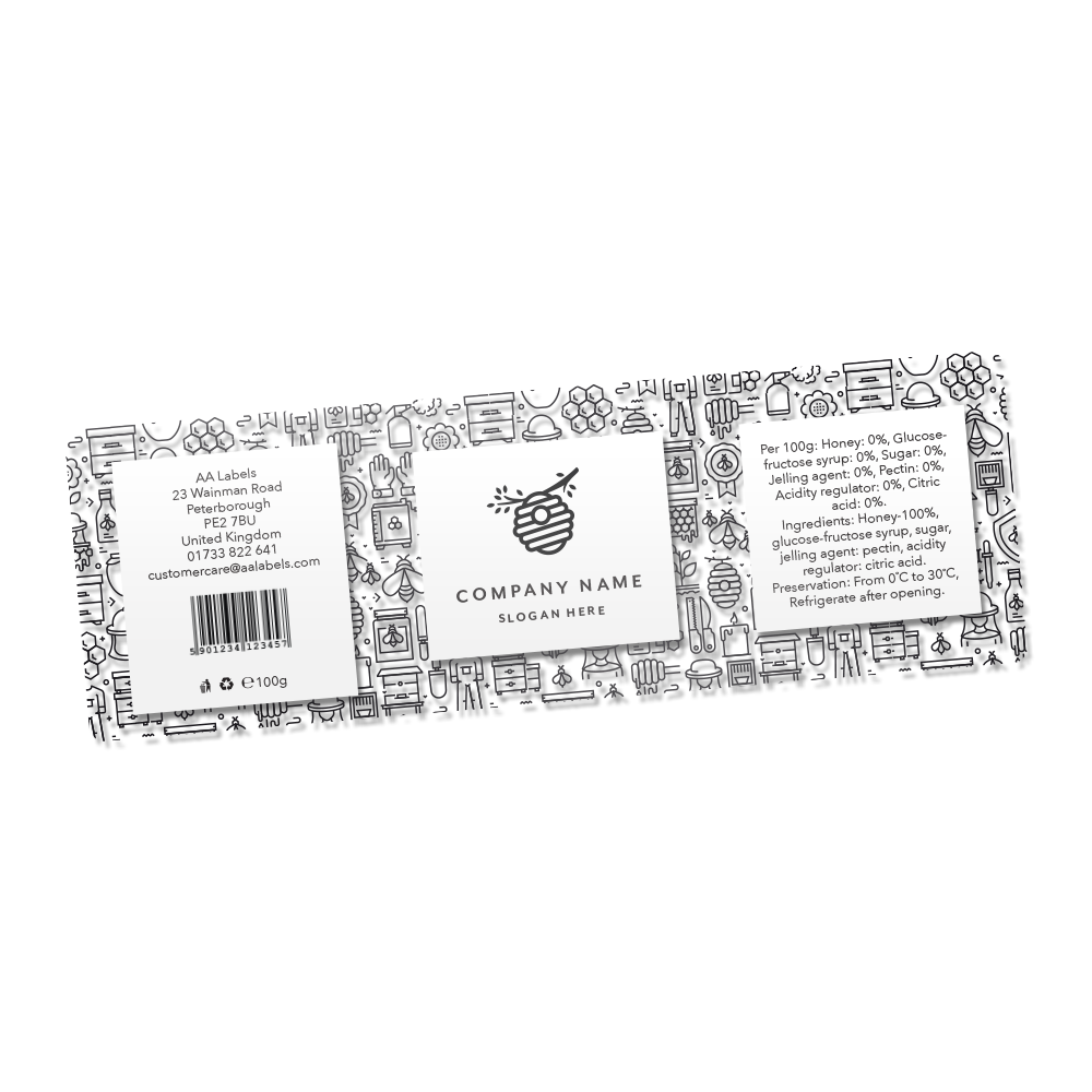 Show details for black and white bee label 